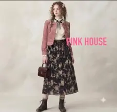 PINK HOUSE ピンクハウス　希少　プリーツ巻きスカート　ロング　すずらんのサムネイル