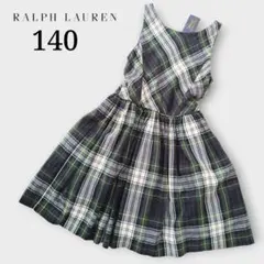 【未使用】Ralph Lauren ワンピース 140 チェック グリーン