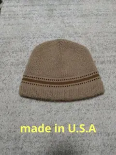 made in USA　ベージュ　ニット帽
