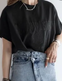 Bonjour Sagan カレッジ刺繍ピグメントスウェットTシャツ