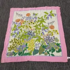 Christian Dior ピンク 花柄シルクスカーフ ディオール