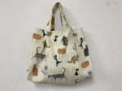 ハンドメイド　ふんわりタックトートバッグ　ねこ