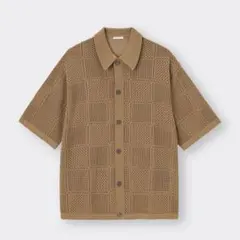 GU ウォッシャブルメッシュニットシャツ(5分袖)