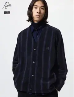 新品UNIQLO Needles フリースオーバーサイズカーディガン ブラックS