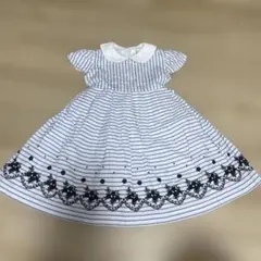 ストライプ 半袖ワンピース 襟付き 刺繍のサムネイル