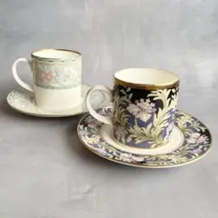 HOYA ボーンチャイナ アールヌーボー様式花柄 カップとソーサー2客セット