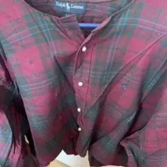 Ralph Lauren バーガンディ ネイビー チェック 長袖シャツ