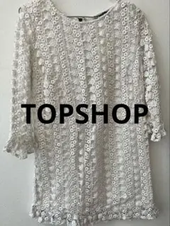TOPSHOP ホワイトレースワンピース 七分袖　UKサイズ10のサムネイル