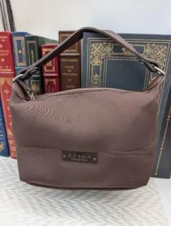 COACH/コーチ ロゴプレート ミニハンドバッグ アクセサリーポーチ　ブラウン