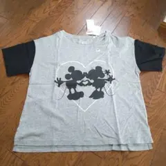 ミッキー ミニー プリント Tシャツ グレー Disney