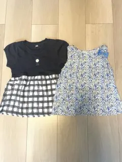 100cm女の子　新品未使用Tシャツ、花柄ノースリーブ2点まとめ売り