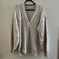 PAGEBOY アイボリー ケーブルニットカーディガン