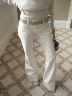Red Nailホワイト ローライズジーンズ ストレートパンツ　デニムSサイズ