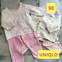 ユニクロ　ベビーパジャマ 長袖トップス　パンツ　2枚セット　90 寝巻き