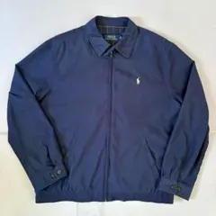 90S ポロラルフローレン⭐︎スウィングトップ 裏地チェック ネイビー L