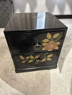 会津塗 本金手描蒔絵 鉄仙 春峰 漆塗 引き出し 小物入れ アンティーク