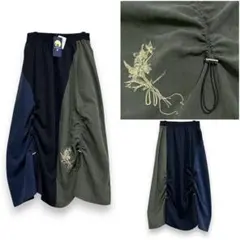 【ScoLar】スカラー 花刺繍バイカラー切替 ドロストスカート タグ付未使用