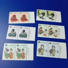 8987 外国切手 国連 1985年 子供の生存 6種12枚