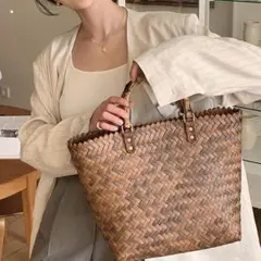 新品未使用品 おしゃれ かごバッグ 上品 大きめ ブラウン