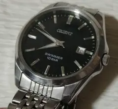 【電池交換済 動作品】ORIENT オリエント SWIMMER 黒文字盤 メンズ