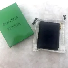 BOTTEGA VENETA イントレチャート 二つ折り財布 ブラック レザー