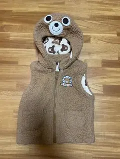 ミキハウス クマ柄 フード付きベスト 95cm
