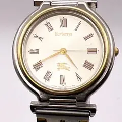 稼働品 Burberrys 腕時計 白文字盤 ホースロゴ ステンレス 男女兼用 