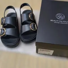 BEAUTY&YOUTH レザー ダブルベルト サンダル 23.5~24