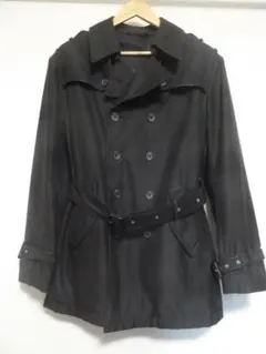 ハーフトレンチコート（メンズ、ダブルブレスト）Lサイズ黒色 TOPVALU