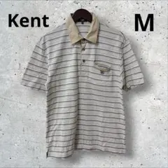 Kent ケント 半袖ポロシャツ M ボーダー グレー ワンポイントロゴ メンズのサムネイル