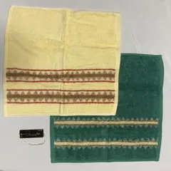 千趣会　ハンドタオル2枚 緑、黄　東洋紡ソフト綿　日本製