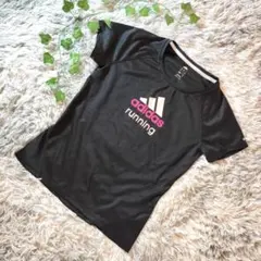 美品 アディダス ランニング ドライメッシュ Tシャツ 半袖 ブラック サイズM