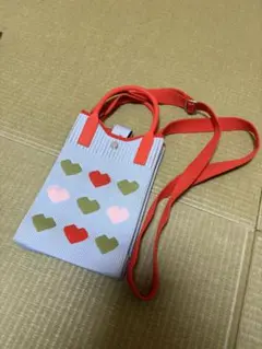 ハート柄 ニット スマホショルダーバッグ　ショルダーバッグ