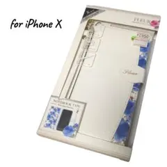 iPhone X 手帳型ケース フラワー柄 5.8インチ 横開き レザー カードのサムネイル