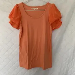 Cutie Blonde オレンジ フリル袖 Tシャツ Lのサムネイル
