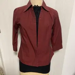 COMME CA ISM 赤 五分袖シャツ Mサイズ