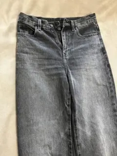 UNIQLO ワイドストレートジーンズ 丈長め GRAY 22 股下73