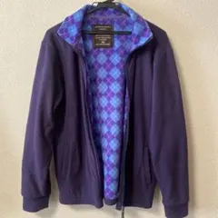 紫のチェック柄フリースジャケット Mサイズ