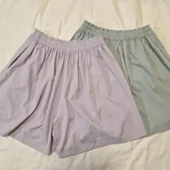 キッズ160.キュロットスカート（パンツ）　オリーブカーキ・ラベンダー２枚セット