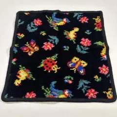 美品♪ フェイラー　ハイジ　黒　タオルハンカチ　花　ひよこ　蝶　てんとう虫