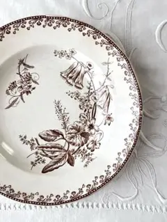 【美品】フランスアンティーク ペクソンヌ窯 セピア色の深皿[3977]のサムネイル