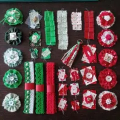 ジャンクジャーナル素材【299】クリスマスのファブリックセット