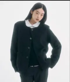 FEKETE fw25ノーカラーウールシャギージャケット アイボリー - メルカリ
