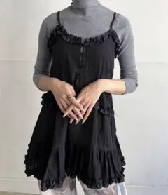 jewelobe フリル×コットンストライプビスチェディテールキャミチュニック