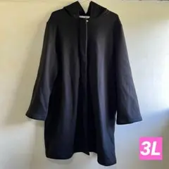レディース Hina Style ロングコート 3L フード付き ブラック