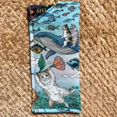 おとぎの国の猫と仲間たち柄　ハンドメイド　メガネケース