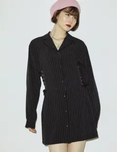 【新品タグ付き】jouetie レースアップチュニックミニワンピース　ストライプ