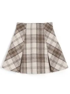 【タグ付き】GRL インパン裏地付きチェック柄プリーツスカートアイボリーL