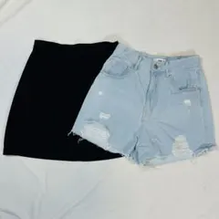レディース ボトムス2点セット M WEGO ショートパンツ 黒スカート 春夏
