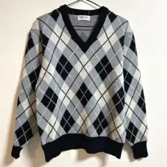 spademashie アーガイル柄Vネックニットセーター　韓国製　グレー